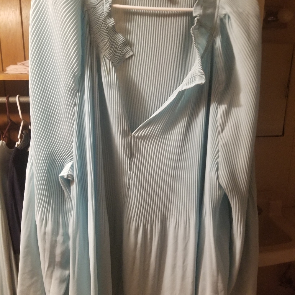 Light blue plus size blouse.